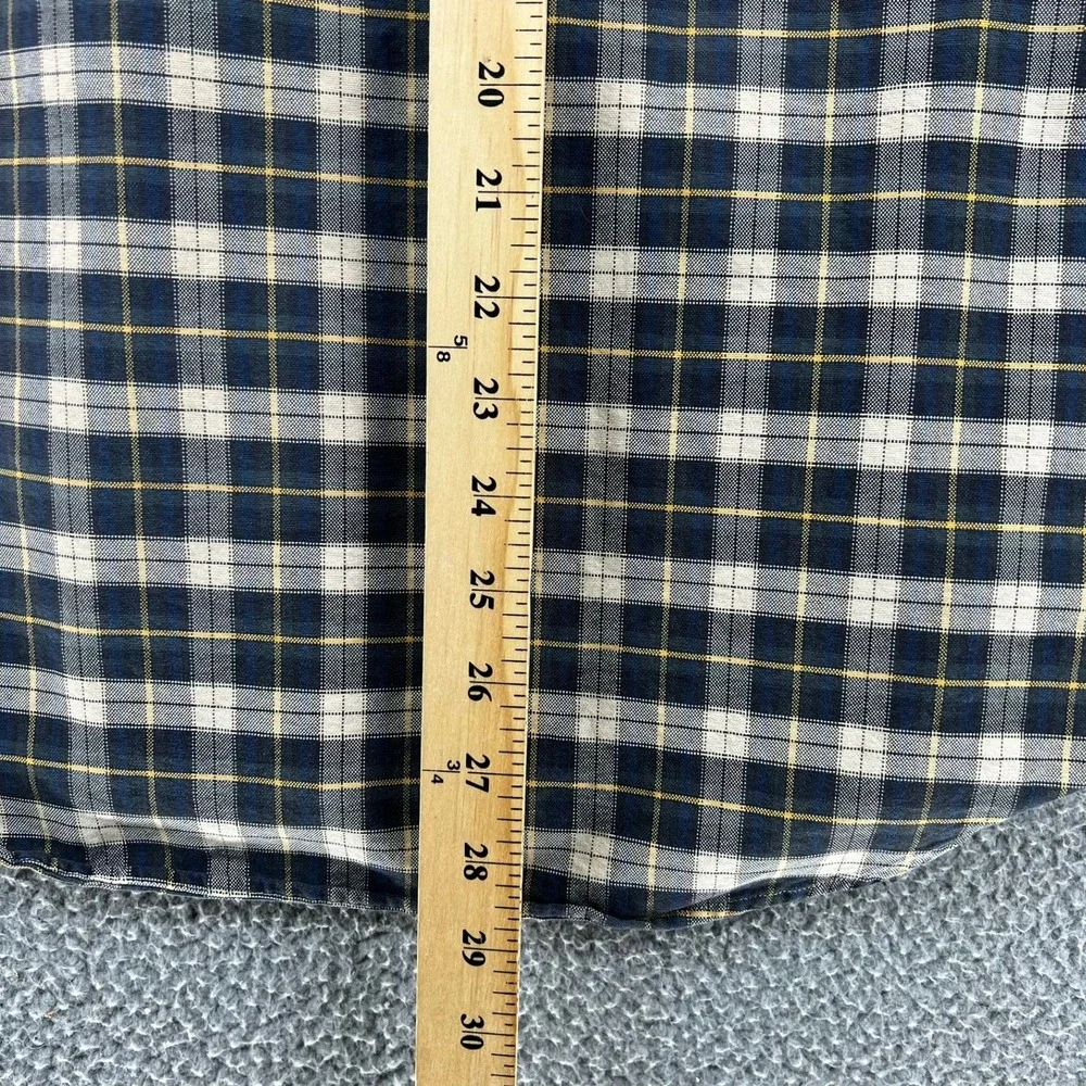 Polo Ralph Lauren‎ Shirt Mens Large Plaid Button Down Navy Tan Yellow Pony